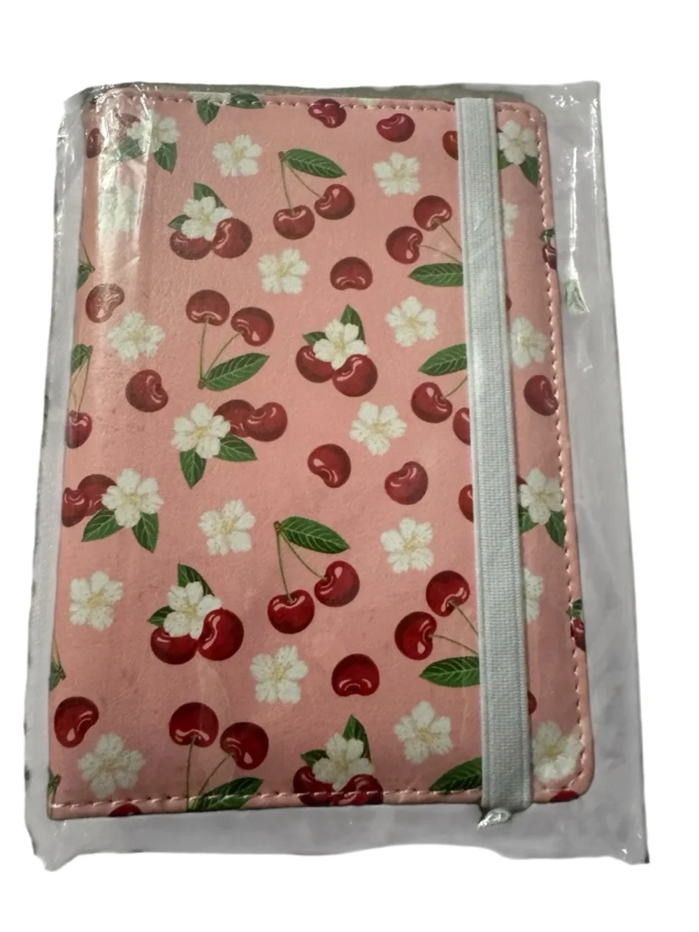 Passport holder Cherry Print Pink